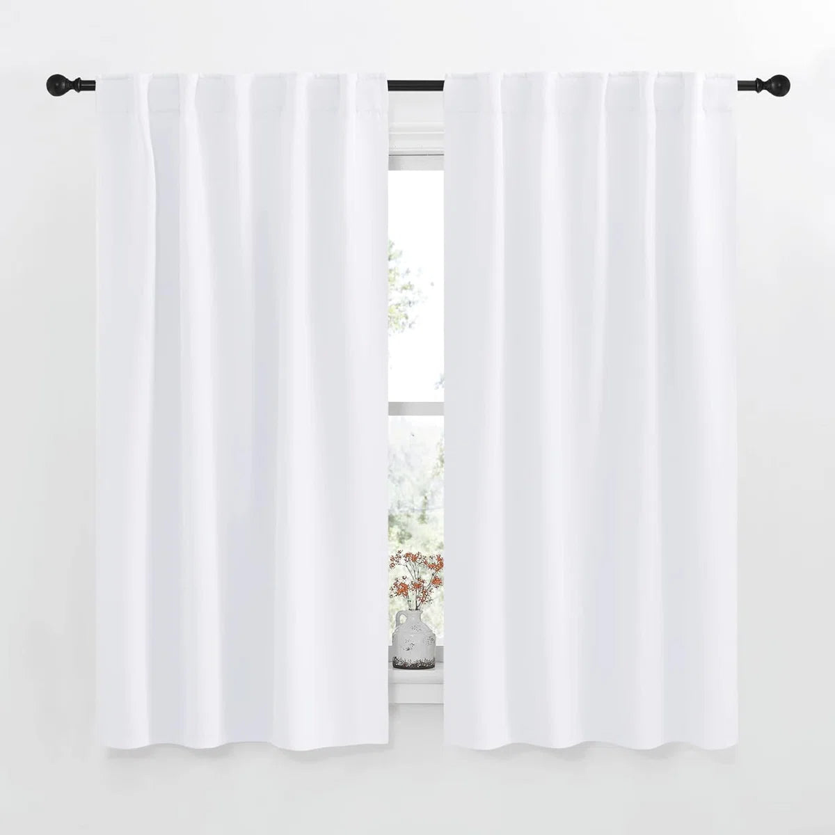 Blackout Curtain Light & Noise Reducing Room Darkening Drapes for Bedroom/Living Room/Kitchen, 2 Pieces