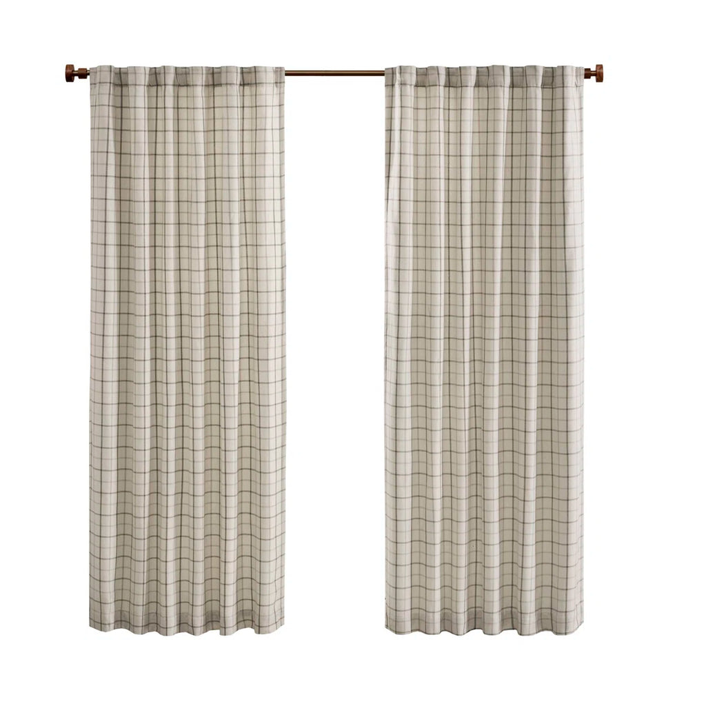 Anaheim Woven Plaid Room Darkening Thermal Fleece Lined Single Curtain Panel