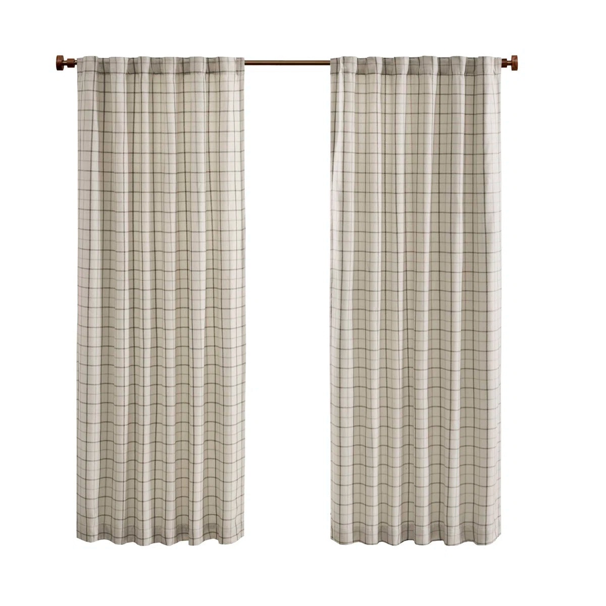 Anaheim Woven Plaid Room Darkening Thermal Fleece Lined Single Curtain Panel