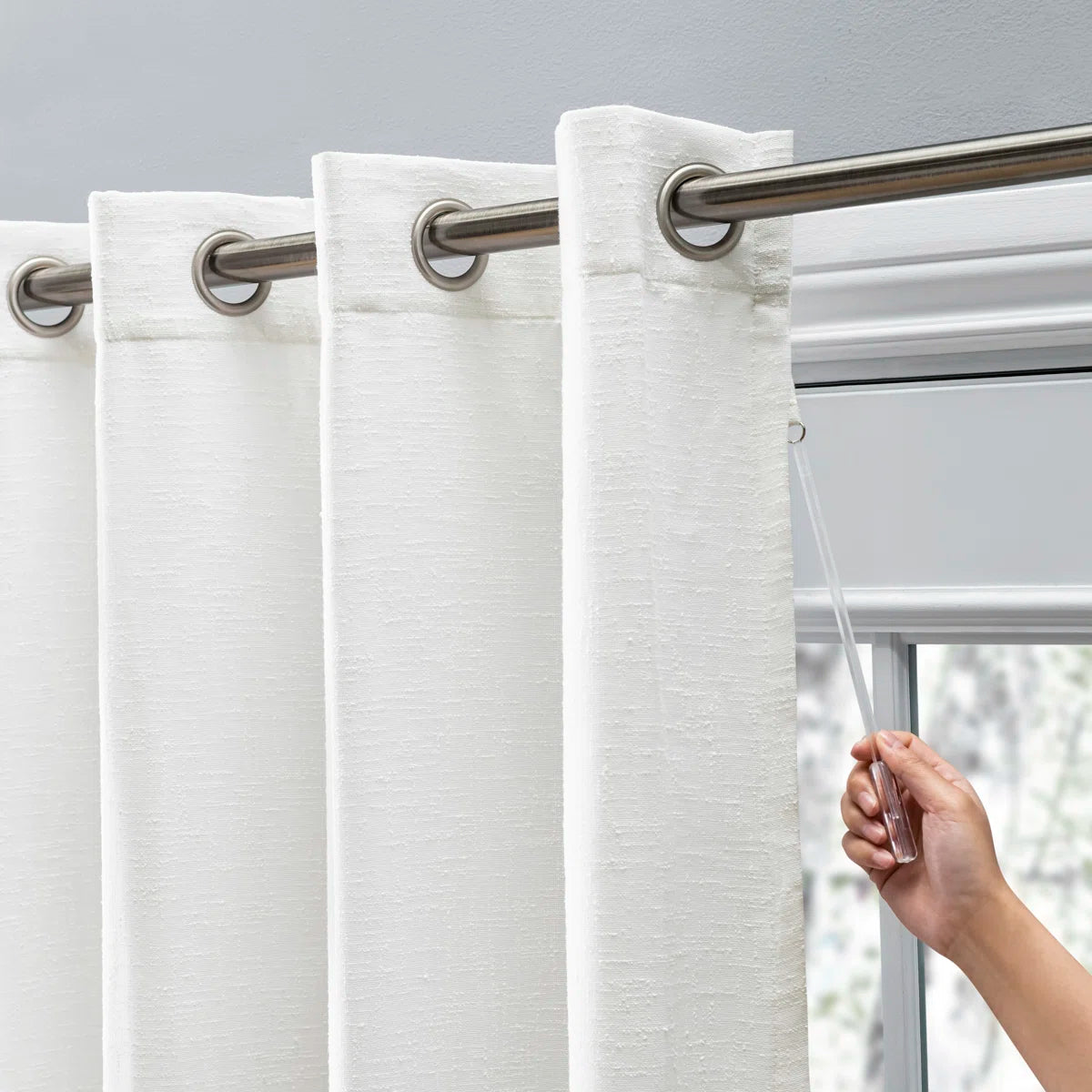 Swadlincote Elegant Linen-Look Light Filtering Grommet Double-Wide Patio Curtain Panel