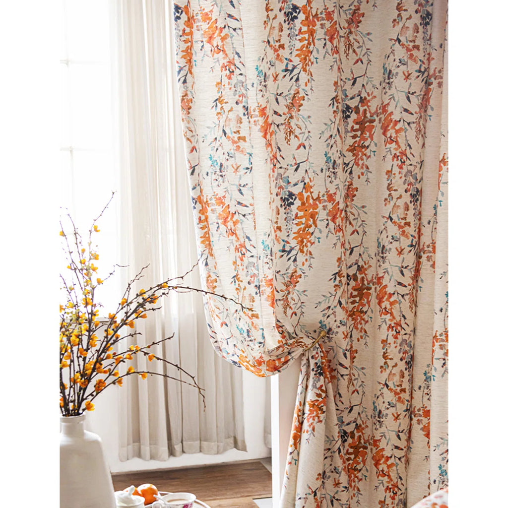 Susanna Linen Blend Room Darkening Curtain Panel Pair (Set of 2)