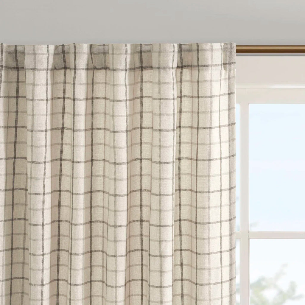 Anaheim Woven Plaid Room Darkening Thermal Fleece Lined Single Curtain Panel