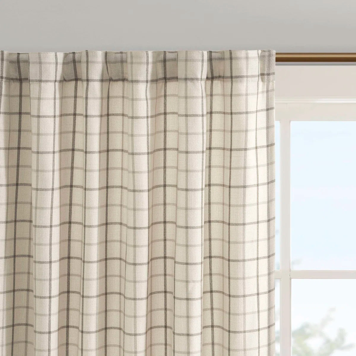Anaheim Woven Plaid Room Darkening Thermal Fleece Lined Single Curtain Panel