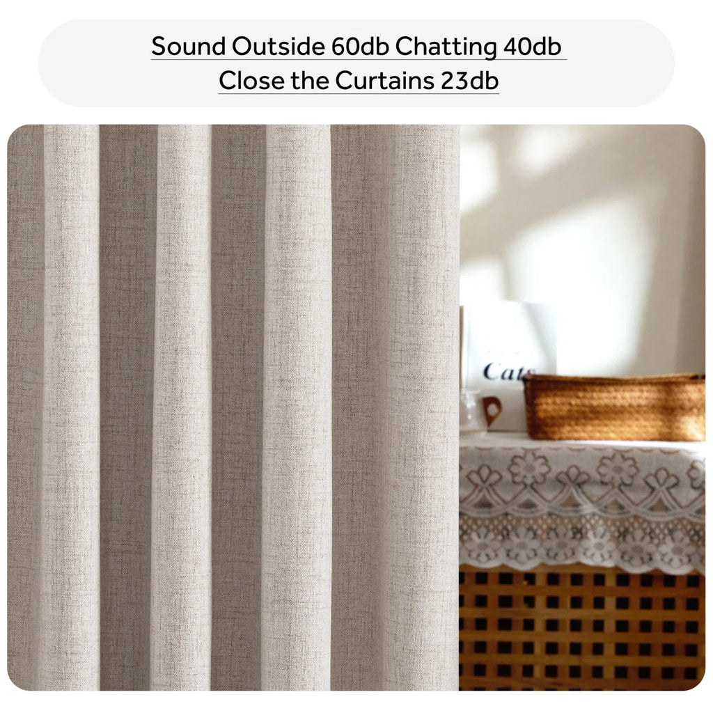 NICETOWN 100% Blackout Linen Curtains for Bedroom