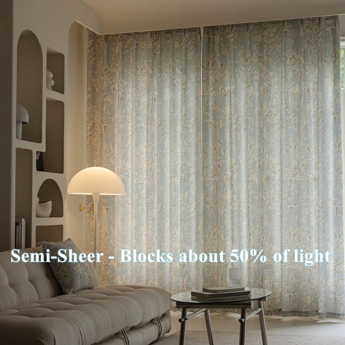 Amelia Linen Blend Semi-Sheer Curtain Panel Pair (Set of 2)