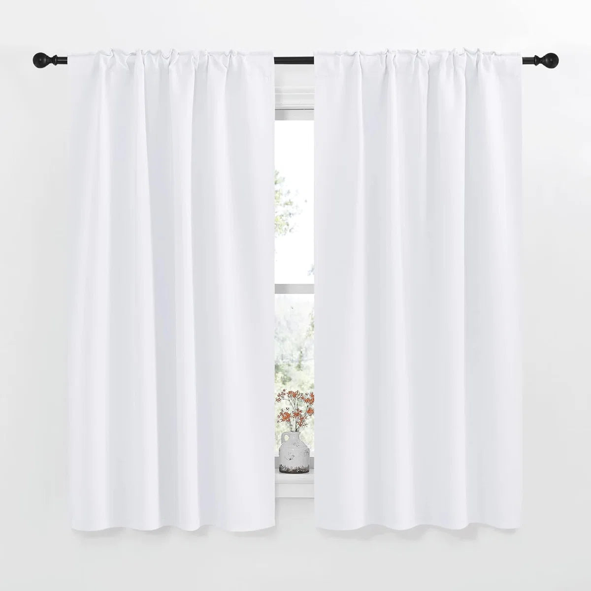 Blackout Curtain Light & Noise Reducing Room Darkening Drapes for Bedroom/Living Room/Kitchen, 2 Pieces