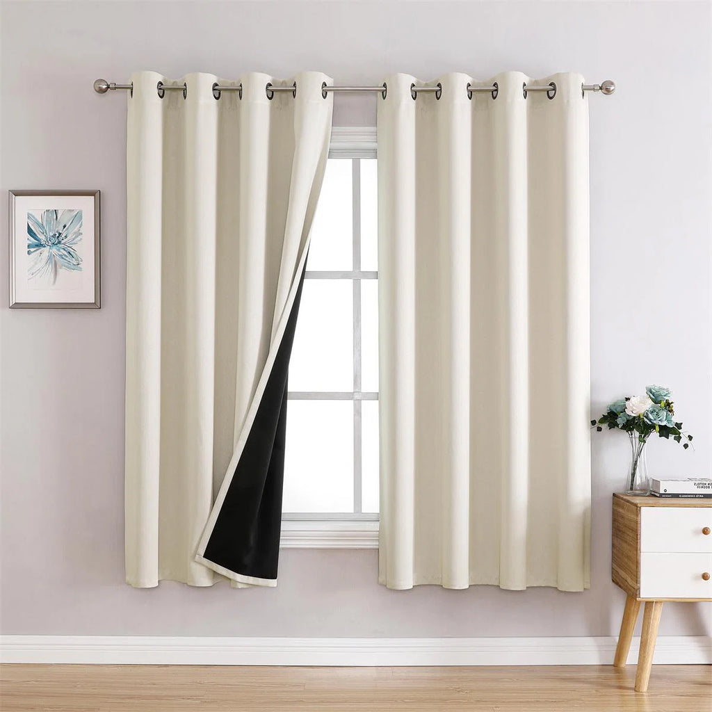 Orantes Solid Polyester 100% Blackout Curtains & Drapes Pair For Bedroom Living Room 63 84 95 Inches Long Grommet Curtains Thermal Insulated Sunlight Blocking Noise Reducing (Set of 2)