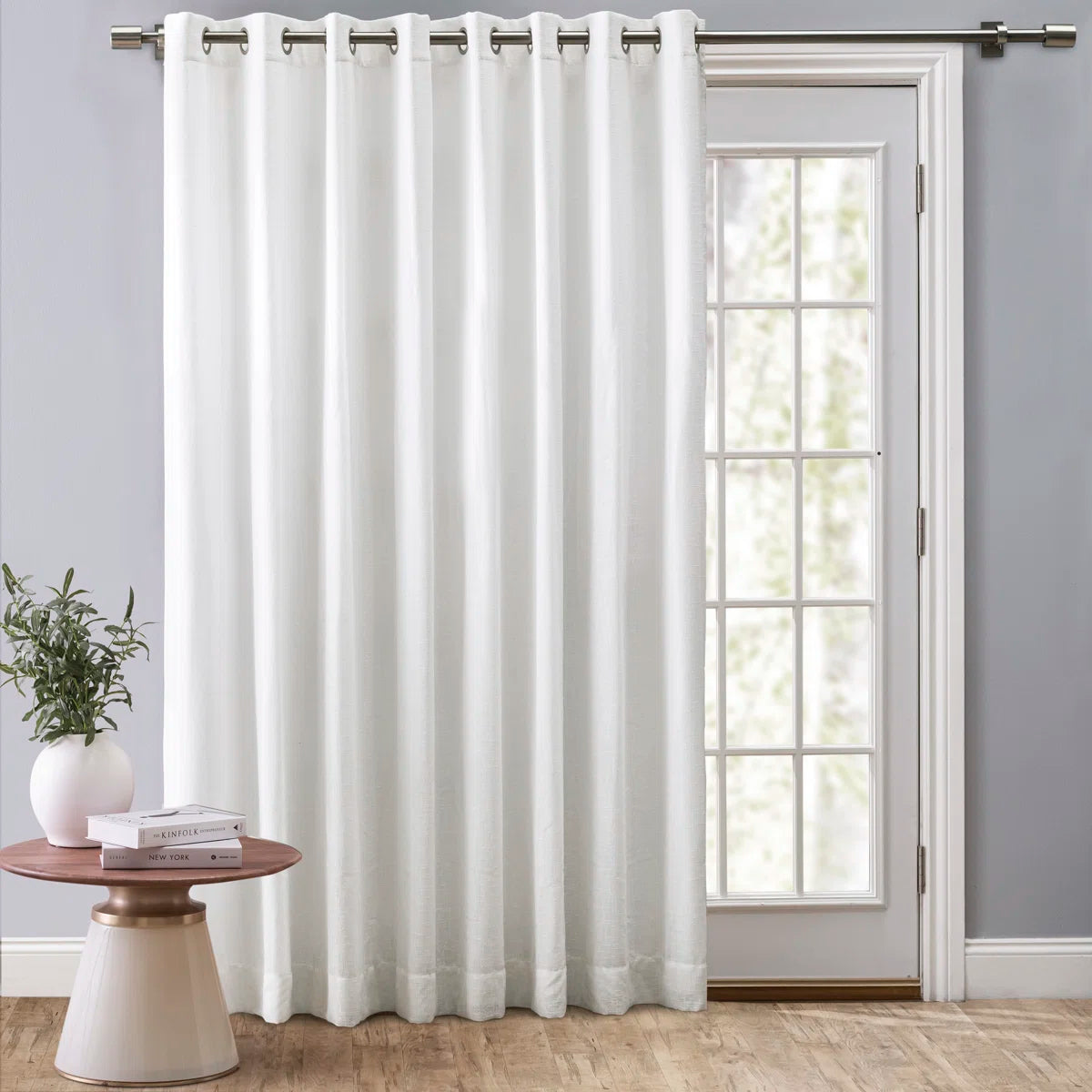 Swadlincote Elegant Linen-Look Light Filtering Grommet Double-Wide Patio Curtain Panel